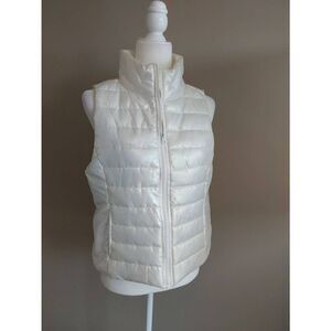 Live Love Dream Puffer Vest White pearlescent Sz L